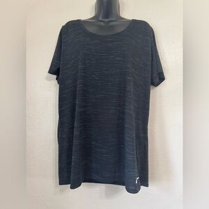 Nike Black Heather Short Sleeve Crew Tee with Subtle Stripes 0544